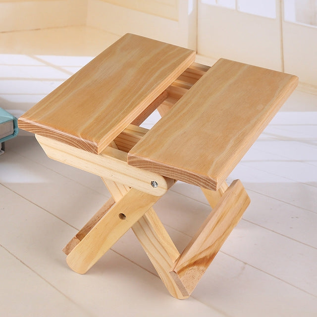 Portable Simple Pine Solid Wooden Folding Stool Outdoor Fishing Chair Stool, Wooden Folding Stool