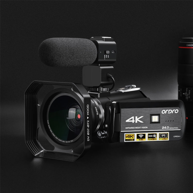 ORDRO AC3 3.1 inch IPS Screen 4K Full HD 13MP Night Vision WiFi Live Camcorder DV Digital Camera, Standard, Standard + Microphone