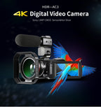 ORDRO AC3 3.1 inch IPS Screen 4K Full HD 13MP Night Vision WiFi Live Camcorder DV Digital Camera, Standard, Standard + Microphone