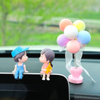 In Car Ornament Lovely Kissing Couple Doll, Blue+Spring Balloon, Blue Balloon+Spring Balloon, Gray Couple Balloon+Spring Balloon, Gray Couple + Gray Balloon + Blue Pink White Balloon