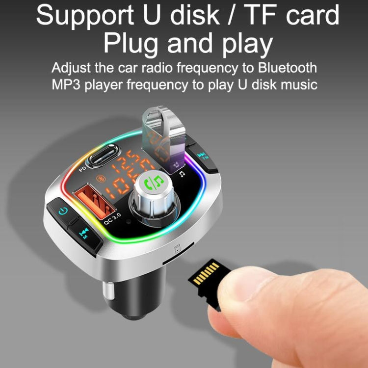 BC63 Colorful Car Card MP3 Player Multifunctional Bluetooth Receiver U Disk Charger Car Cigarette Lighter, BC63
