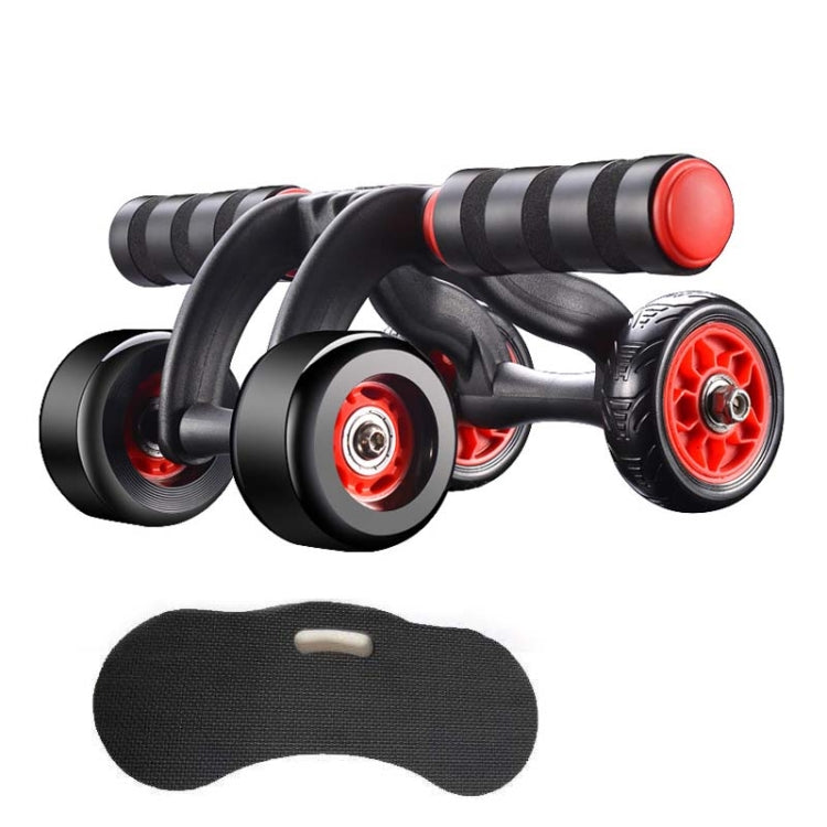 HT01 Automatic Rebound Four-Wheel Silent Abdominal Wheel Exercise Fitness Equipment, With Kneeling Pad, with Kneeling Pad+Brake Pads