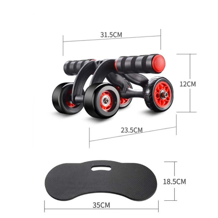 HT01 Automatic Rebound Four-Wheel Silent Abdominal Wheel Exercise Fitness Equipment, With Kneeling Pad, with Kneeling Pad+Brake Pads