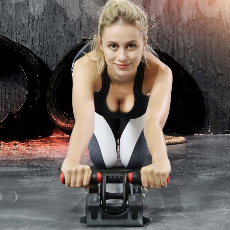 HT01 Automatic Rebound Four-Wheel Silent Abdominal Wheel Exercise Fitness Equipment, With Kneeling Pad, with Kneeling Pad+Brake Pads