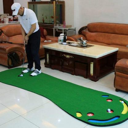 PGM GL002 Indoor Golf Putting Trainer Big Feet Mini Golf Practice Blanket with Putter and Balls, with Putter and Balls Woolen Blanket, with Putter and Balls Lawn