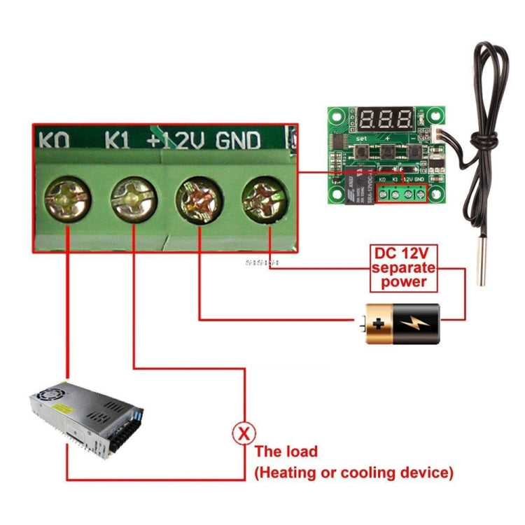 DC 12V W1209 Digital Cool/Heat Temp Thermostat Thermometer Temperature Controller On/Off Switch -50-110C+W1209 Case Acrylic Box