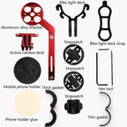Bicycle Mountain Bike Aluminum Alloy Code Table Stand Universal Code Table Extension Flashlight Bracket, Red, Black, Gray