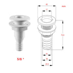 5/8 inch Plastic Thru-Hull Bilge Fitting For Bilge Pump Drain or Vent Hose Fitting for Boats Marine Yacht Sail Camper Truck, Vent Hose Fitting