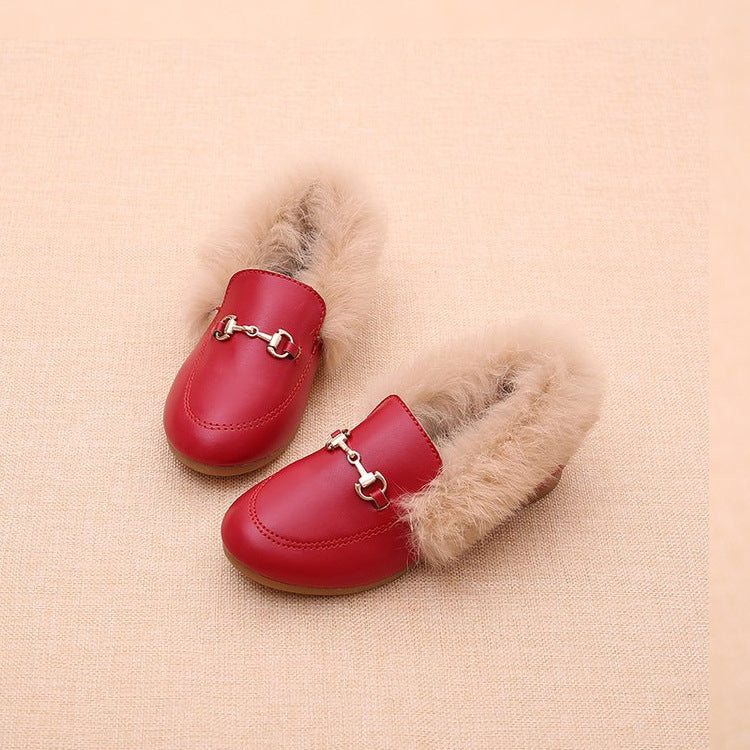 PU Leather And Cashmere Warm Single Shoes Casual Shoes for Girls, 21 Yards 13cm, 22 Yards 13.5cm, 23 Yards 14cm, 24 Yards 14.5cm, 25 Yards 15cm, 26 Yards 15.5cm, 27 Yards 16cm, 28 Yards 16.6cm, 29 Yards 17.3cm, 30 Yards 17.9cm, 31 Yards 18.3cm         ...