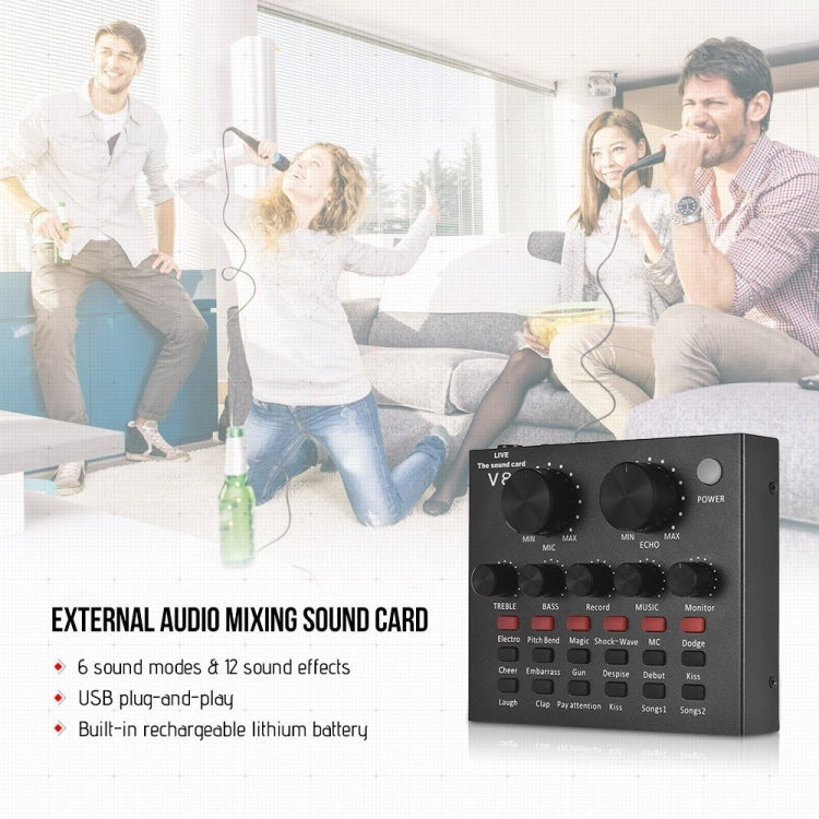 V8 Sound Card Set Dual Mobile Phone Computer Live Broadcast Universal Sound Card, V8 Sound Card