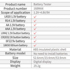 2 PCS ANENG 168MAX Portable Battery Tester High-Precision Battery Power Tester Battery Capacity Tester