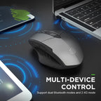 Inphic A1 6 Keys 1000/1200/1600 DPI Home Gaming Wireless Mechanical Mouse, Colour: Gray Wireless+Bluetooth 4.0+Bluetooth 5.0, Black Wireless Charging Silent Version, Gray Wireless Charging Silent Version, Red Wireless Charging Silent Version           ...