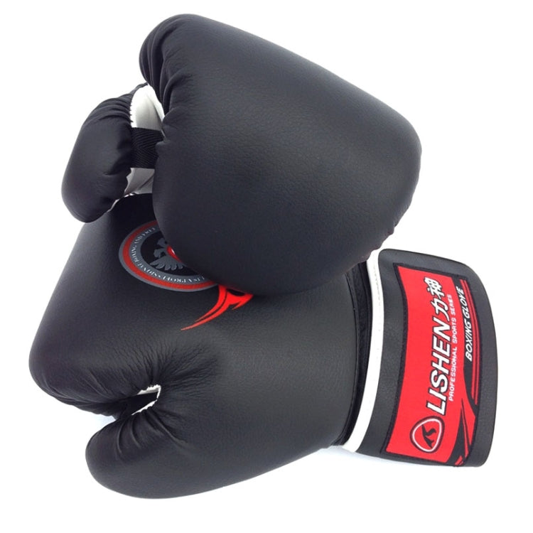 LISHEN Thickened Boxing Gloves Muay Thai Fighting Training Fitness Gloves, LISHEN Black, LISHEN Red