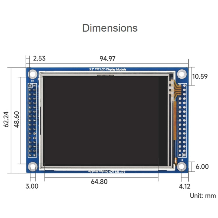 Waveshare 16498 3.2inch 320x240 Pixels Touch LCD (D), With Touch Panel And Stand-Alone Controllers, 3.2inch LCD (D)