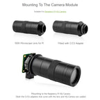 Waveshare 100X Industrial Microscope Lens, C/CS-Mount, for Raspberry Pi HQ Camera, Microscope Lens