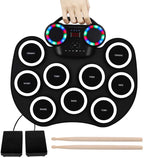 Portable Hand Roll Electronic Drum Flashing Light Bluetooth Drum, Black White, Icon Version + Black Green, Icon Version + Black White