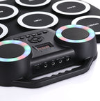 Portable Hand Roll Electronic Drum Flashing Light Bluetooth Drum, Black White, Icon Version + Black Green, Icon Version + Black White