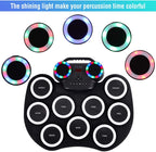 Portable Hand Roll Electronic Drum Flashing Light Bluetooth Drum, Black White, Icon Version + Black Green, Icon Version + Black White