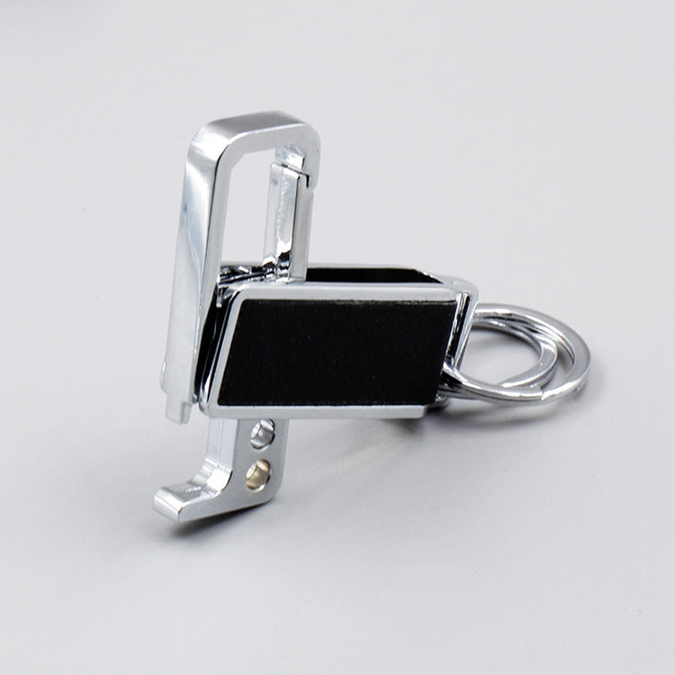 CS-012 3 PCS Lychee Pattern Leather Double Ring Corkscrew Keychain, Corkscrew Keychain