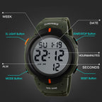 SKMEI 1068 Men Waterproof Outdoor Sports Digital Watch Student Fashion Watch, Red, Green, Blue, Black, Titanium, Golden, ArmyGreen