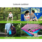1-2 Person Outdoor Mosquito Net Parachute Hammock Camping Hanging Sleeping Bed Swing Portable  Double  Chair, 260 x 140cm, 260x140cm Blue Grey, 260x140cm Pink, 260x140cm Pink Blue, 260x140cm Green, 260x140cm Yelliw Green, 260x140cm Dark Blue           ...