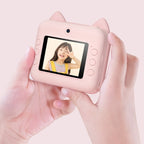 P1 No Card Children Instant Camera 1200W Front And Rear Dual-Lens Mini Print Photographic Digital Camera Toy(Green Dinosaur), Green Dinosaur No Card, Pink Cat No Card, Pink Cat 16GB, Green Dinosaur 16GB, Green Dinosaur 32GB, Pink Cat 32GB