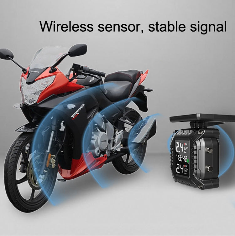 M9 Motorcycle Tire Pressure Monitor Solar Wireless External High-Precision Monitoring Waterproof Detector，Random Style Delivery, M9