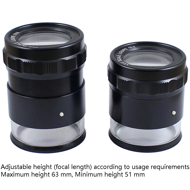 8 LED Lights 3 Groups Of Optical Glass HD With Scale 10 Times Magnifying Glass, Complex Scale Board, Cross Scale Board