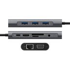 10 in 1 Type-C Multi-Function Docking Station PD Fast Charging HUB, 10 in 1