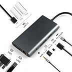 10 in 1 Type-C Multi-Function Docking Station PD Fast Charging HUB, 10 in 1