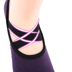 One Pair Ladies Cross Strap Version Edging Backless Yoga Socks Non-slip Boat Socks, One Size