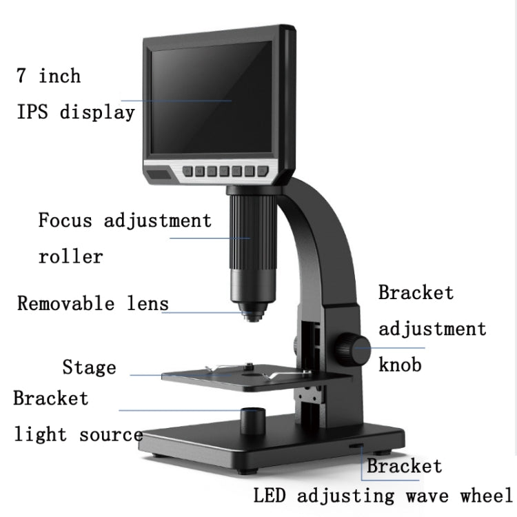 2000X 7 Inch Microbial Cell Observation Microscope Electronic Digital Magnifying Glass
