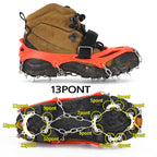 13 Teeth Outdoor Stainless Steel Mountaineering Climbing Crampons Trekking Non-Slip Shoe Covers, Size:, 13 Teeth M（Orange）