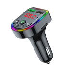 F5 Car FM Transmitter Bluetooth Hands-Free MP3 Music Player Colorful Atmosphere Light, F5