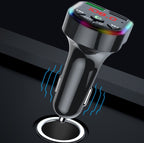 F5 Car FM Transmitter Bluetooth Hands-Free MP3 Music Player Colorful Atmosphere Light, F5