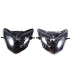 Motorcycle LDE Retro Headlights LED Far Near Beam Lights For Yamaha LC135 V2-V6, Transparent Glass, Smoked Glass