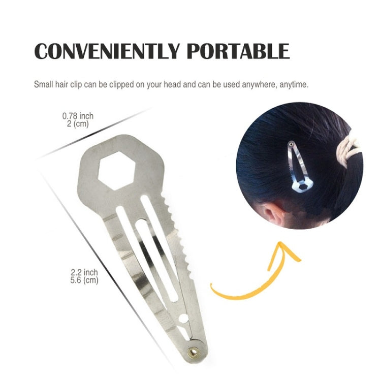 2 PCS 8 in 1 Multifunctional Hair Clip Outdoor Self-Defense First Aid Tool, 2 PCS 8 in 1 (Black), 2 PCS 8 in 1 (Silver)