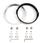 5.75 Inch Round Retro Headlight Ring Motorcycle Headlight Modification Parts, Black, Silver