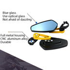Electric Bike Motorcycle Modified Reversing Retro Rearview Handle Mirror All Aluminum Reflective Rearview Mirror, Red, Blue, Golden, Silver