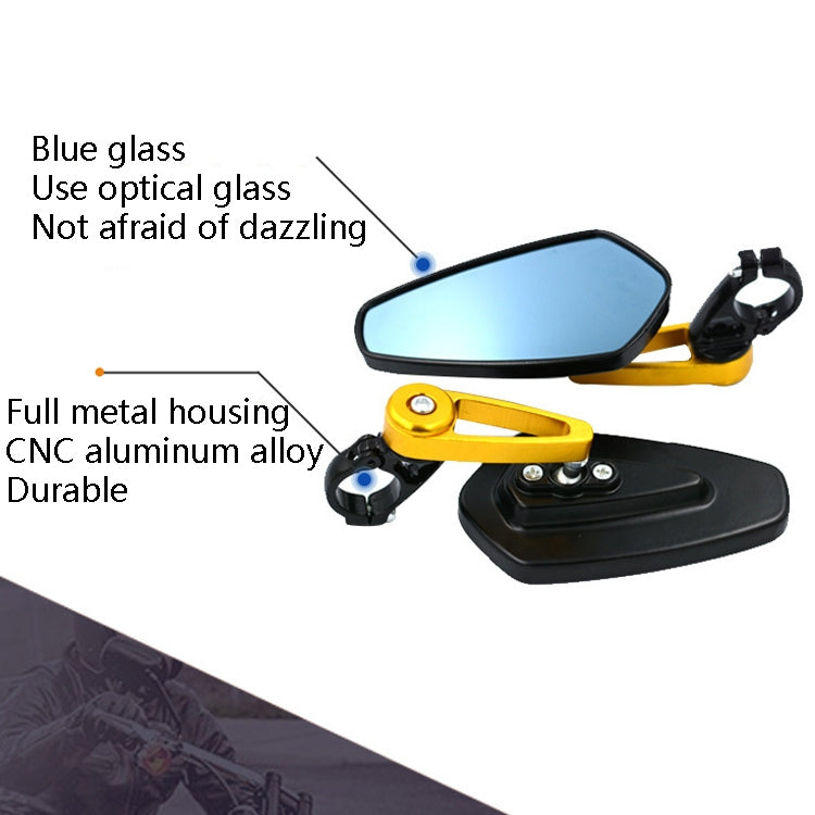 Electric Bike Motorcycle Modified Reversing Retro Rearview Handle Mirror All Aluminum Reflective Rearview Mirror, Red, Blue, Golden, Silver