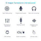 BM-86 USB Condenser Microphone Voice Recording Computer Microphone Live Broadcast Equipment Set, Cantilever Bracket Set, Standard+Small Blowout Prevention Net