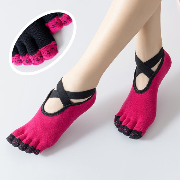 Professional Yoga Socks Non-Slip Five-Finger Split Toe Strap Ballet Dance Cotton Socks, One Size