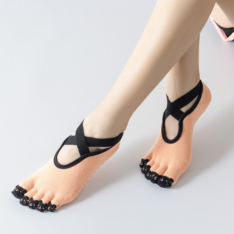 Professional Yoga Socks Non-Slip Five-Finger Split Toe Strap Ballet Dance Cotton Socks, One Size