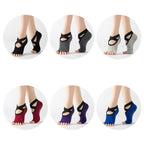 Lace Yoga Socks Non-Slip Five Finger Sports Cotton Socks Fashion Open Toe Dance Socks, One Size