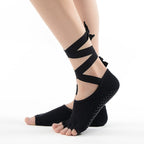 Yoga Five-Finger Socks Open-Toe Lace-Up Dance Socks Particle Non-Slip Socks, One Size