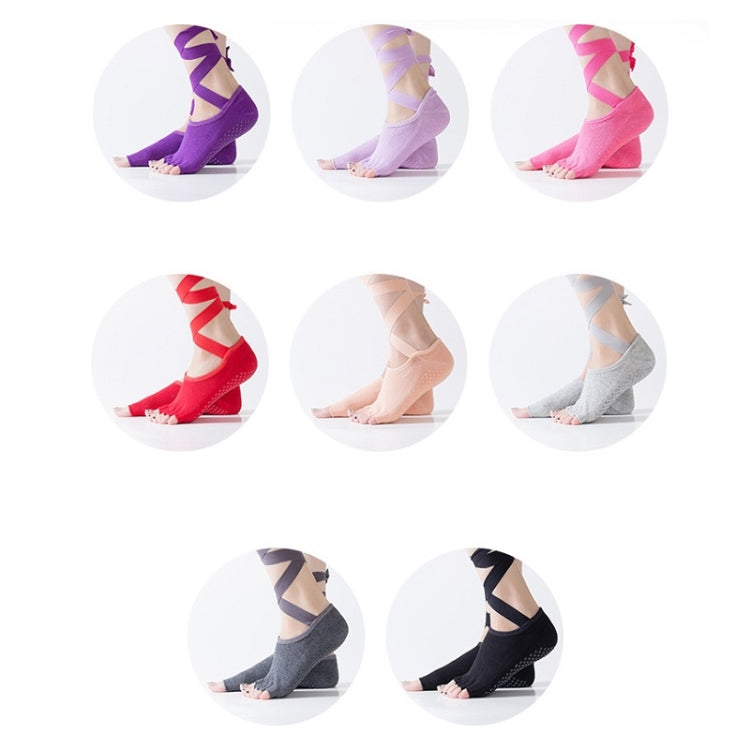 Yoga Five-Finger Socks Open-Toe Lace-Up Dance Socks Particle Non-Slip Socks, One Size