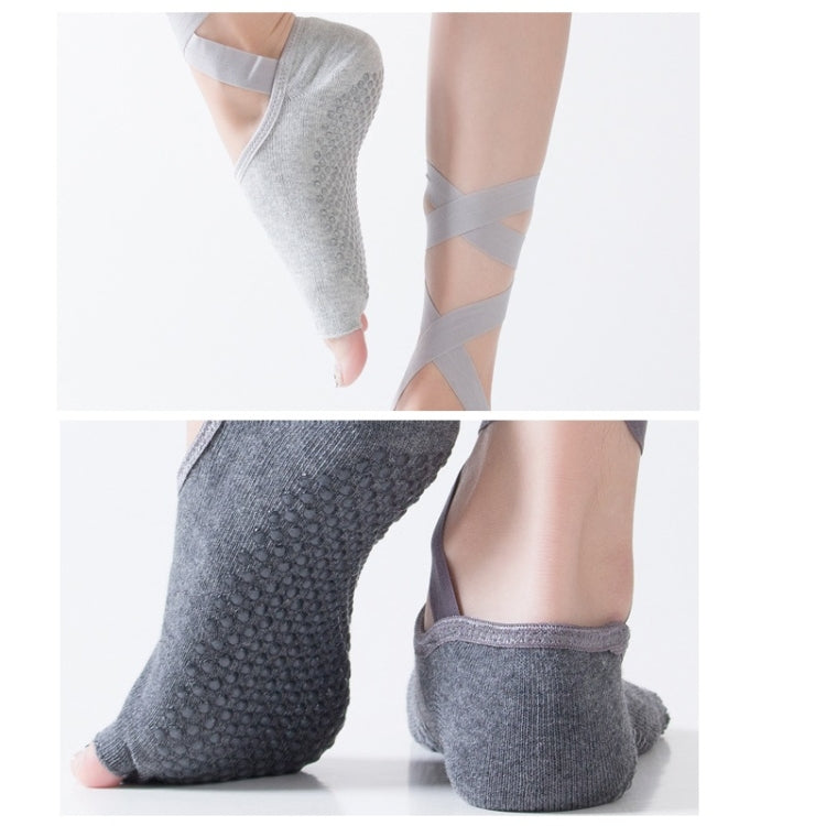 Yoga Five-Finger Socks Open-Toe Lace-Up Dance Socks Particle Non-Slip Socks, One Size