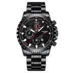 FNGEEN 5055 Men Waterproof Sports Fashion Stainless Steel Watch, Black Steel Black Surface, White Steel Black Surface, White Steel White Surface, Black Leather Black Steel Black Surface, Black Leather White Steel Black Surface                          ...