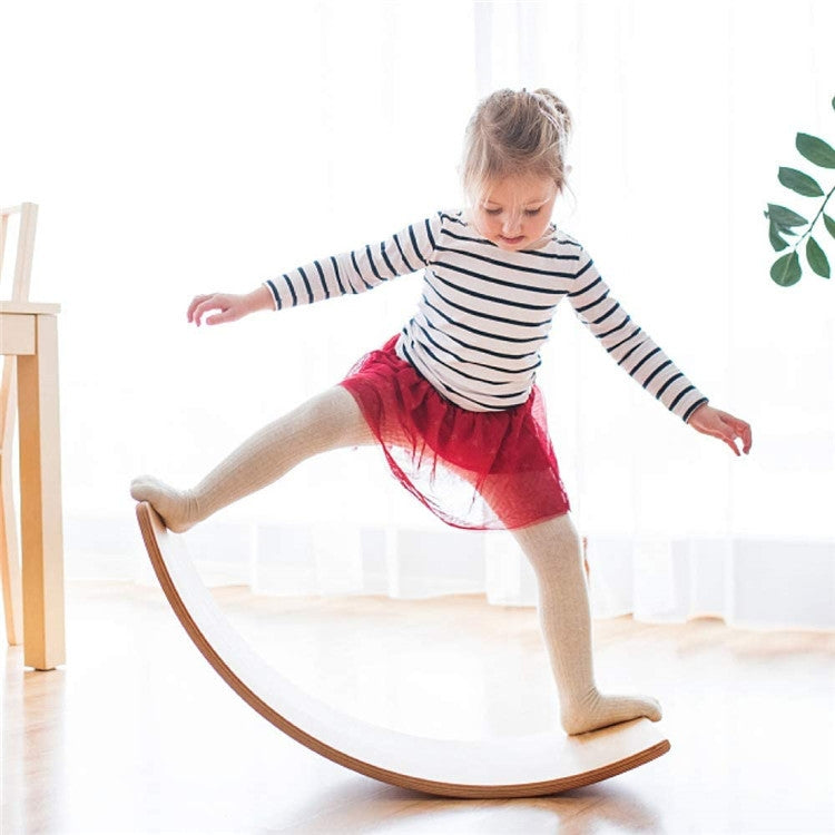 Children Educational Sense Integration Training Seesaw Sports Game Wooden Balance Board Yoga Practice Bending Board, Wood Color, Natural Beech