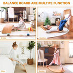 Children Educational Sense Integration Training Seesaw Sports Game Wooden Balance Board Yoga Practice Bending Board, Wood Color, Natural Beech